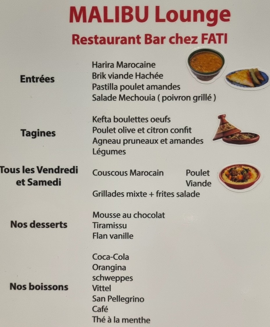 Malibu Lounge menu 1