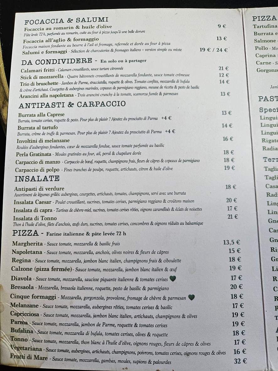 La Perla menu 2