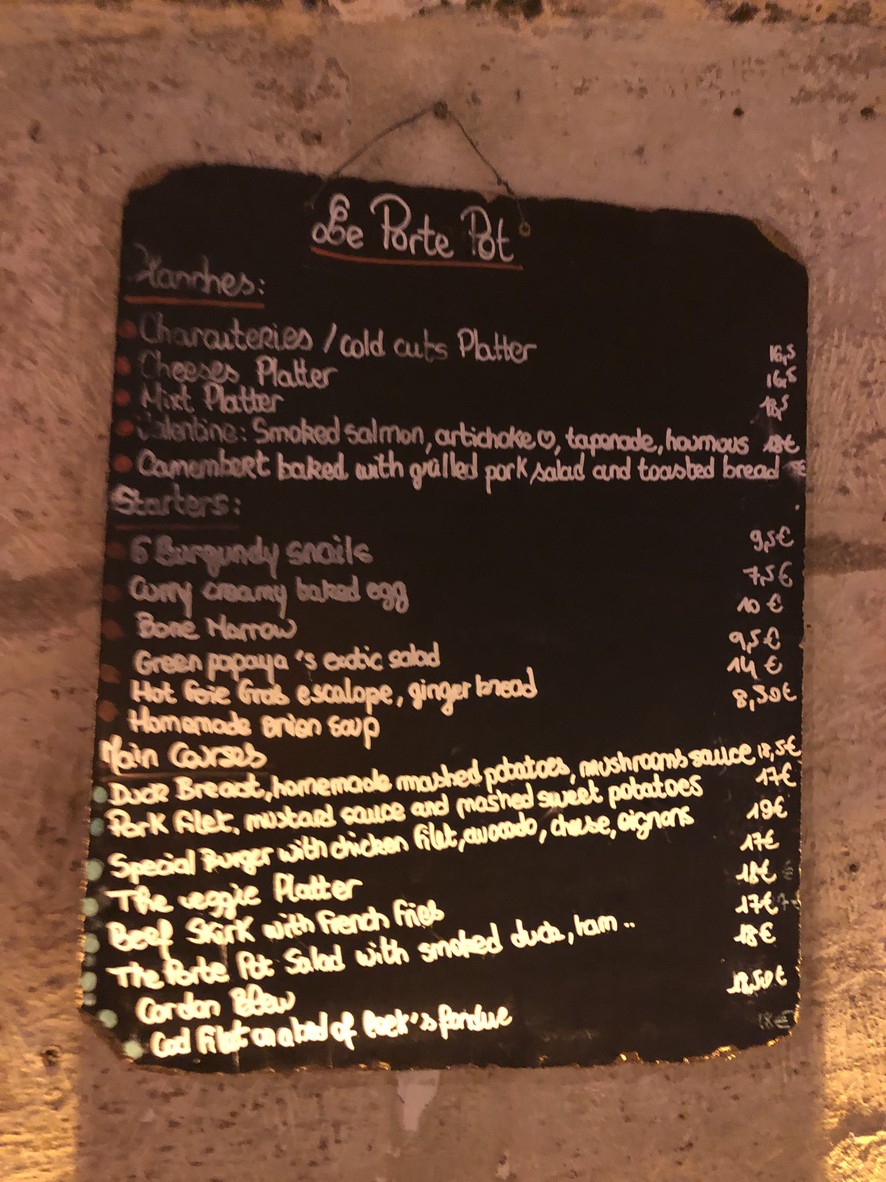 Le Porte-Pot menu 1