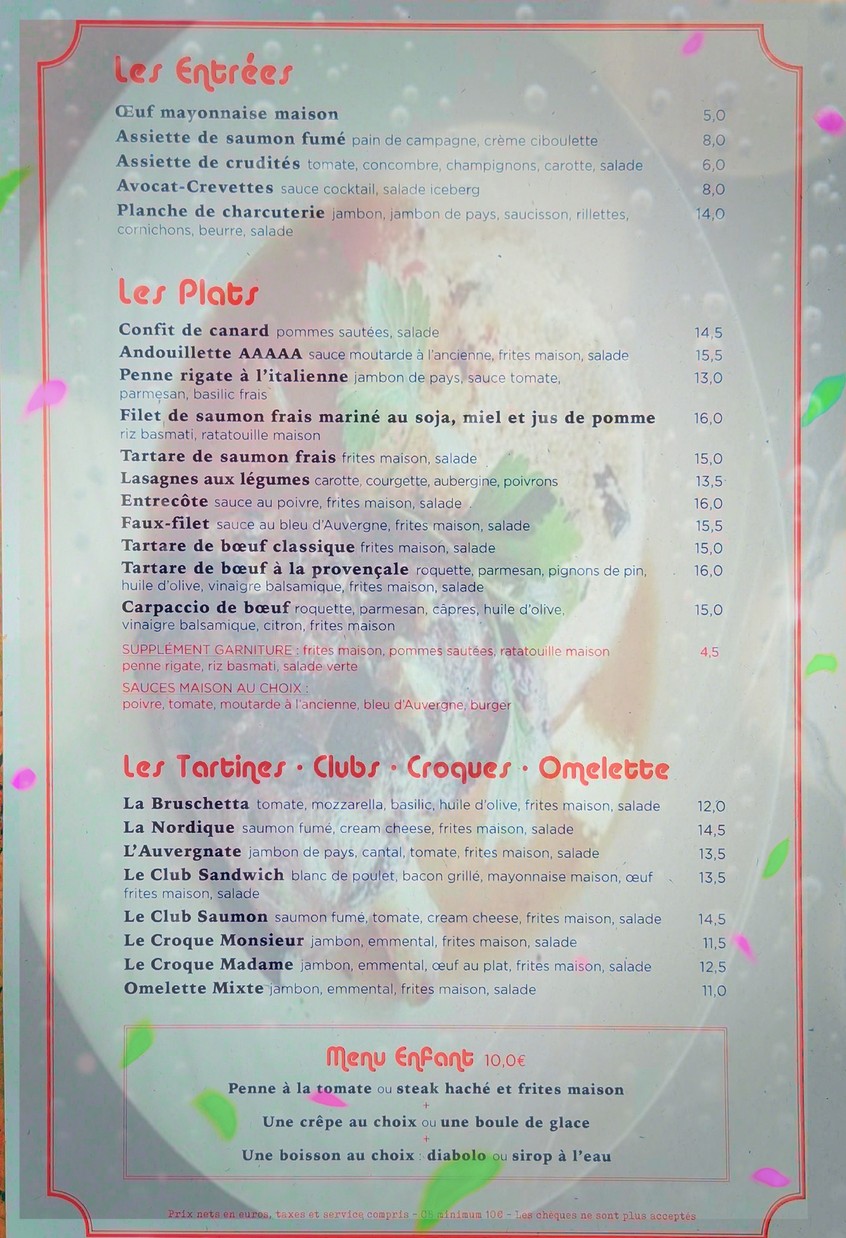 L'Arcouest menu 2