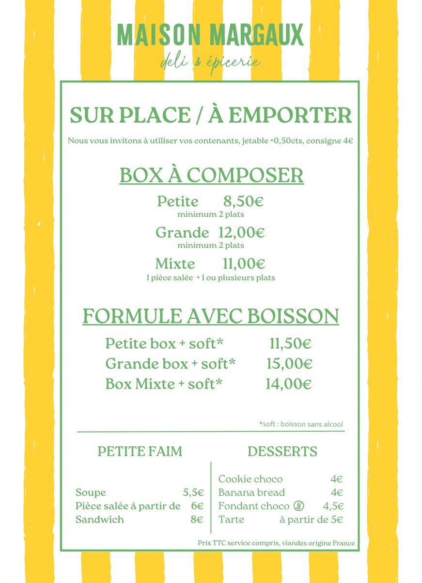 MAISON MARGAUX VINCENNES menu 1