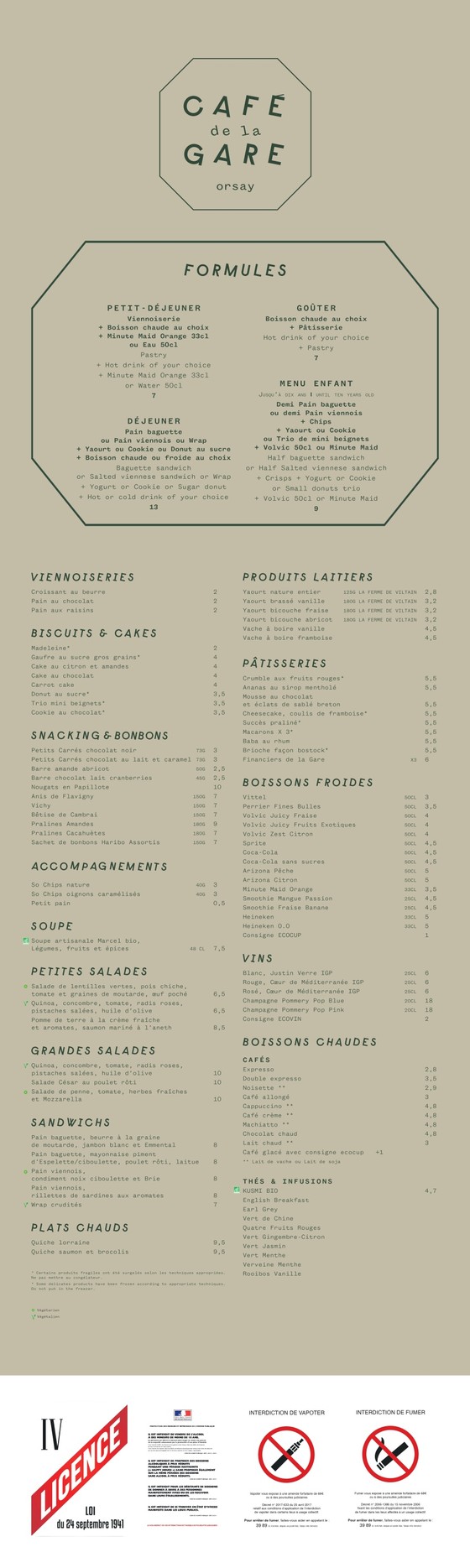 Café de la Gare menu 1