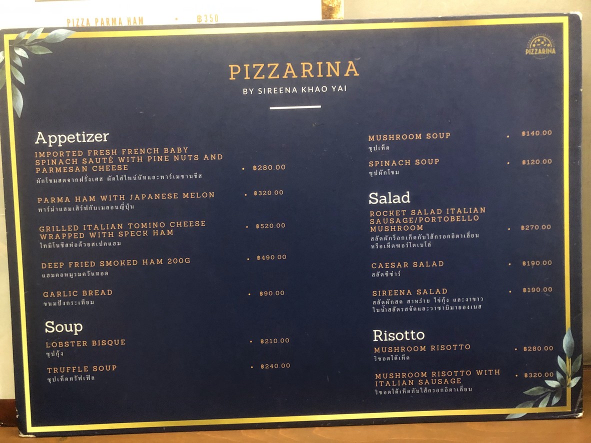 Pizzarina menu 1