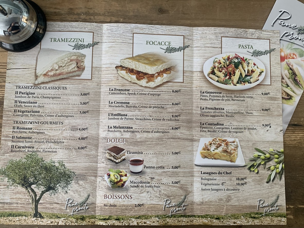 Pane Pronto menu 2