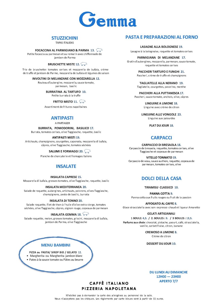 Pizzeria Gemma. menu 1