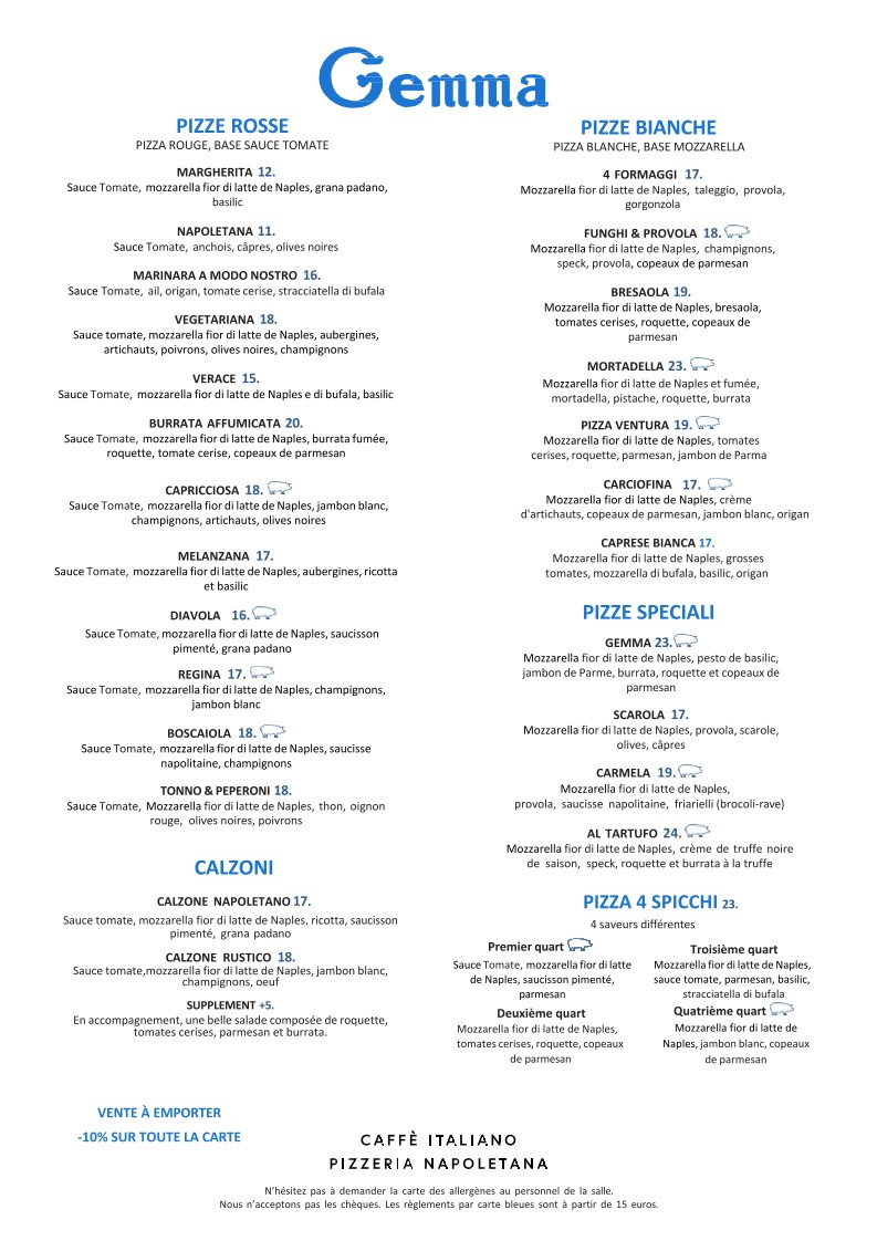 Pizzeria Gemma. menu 2