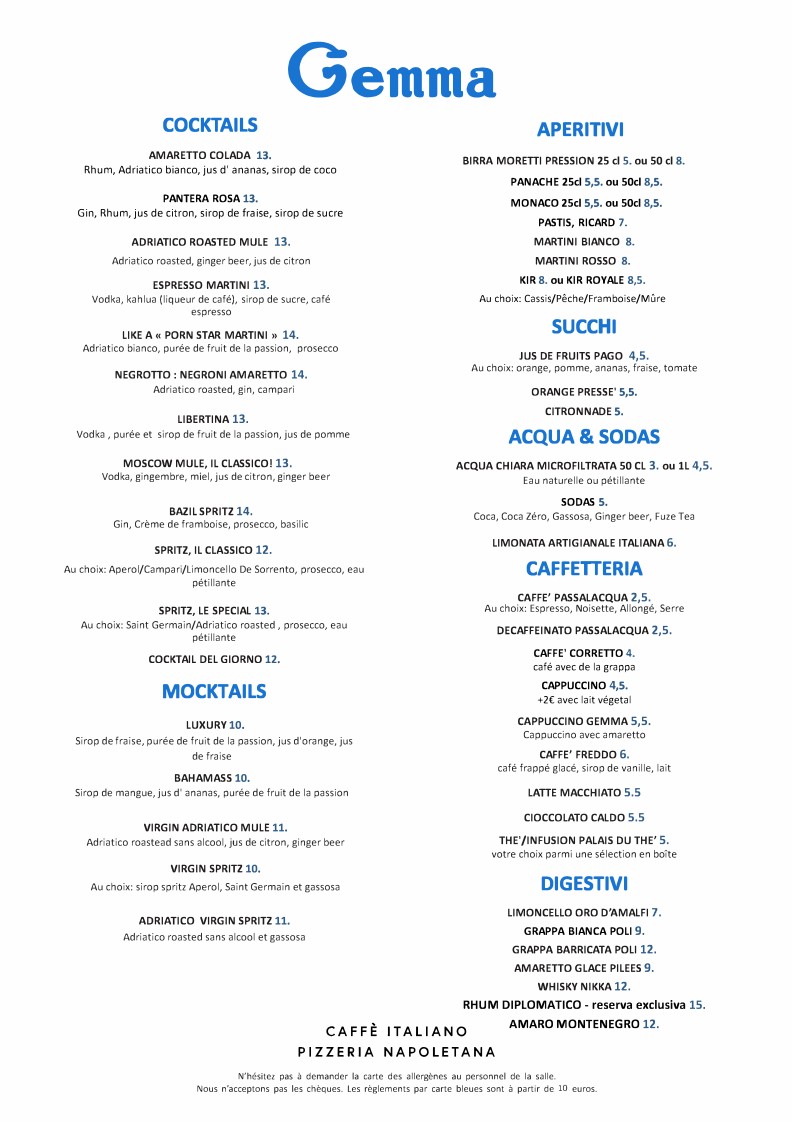 Pizzeria Gemma. menu 3