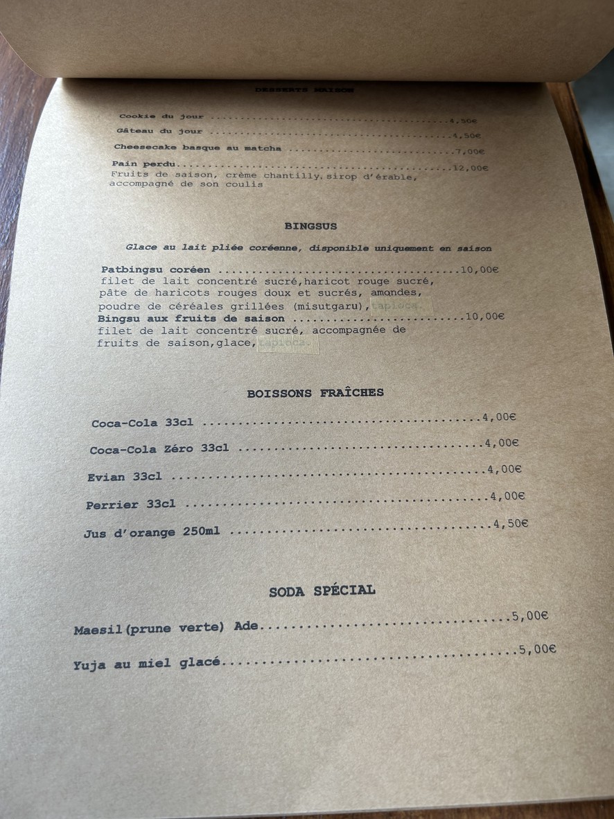 SSANG BONG LO menu 2