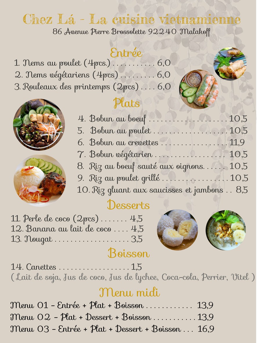 Chez Trà Mi menu 1
