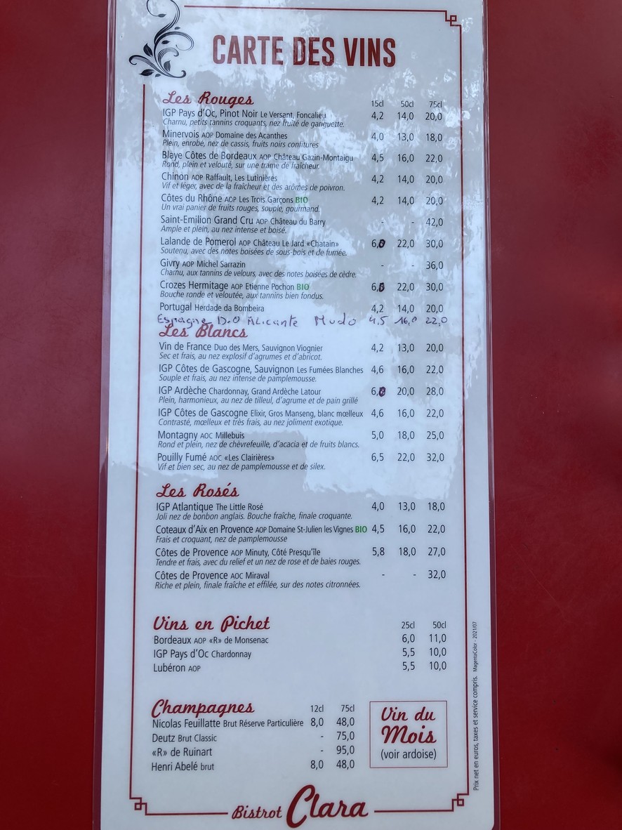 Bistrot Clara (Balard) menu 2