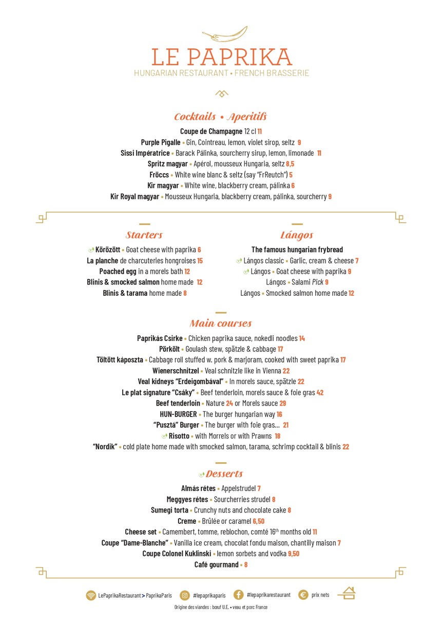 Le Paprika menu 1