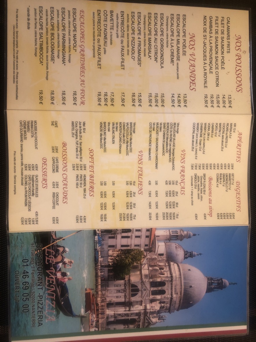 Pizzeria Venizia chez sam menu 2