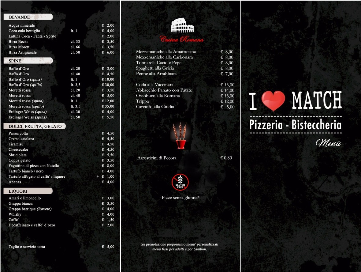 Match Ristorazione - Pizzeria Bisteccheria menu 1