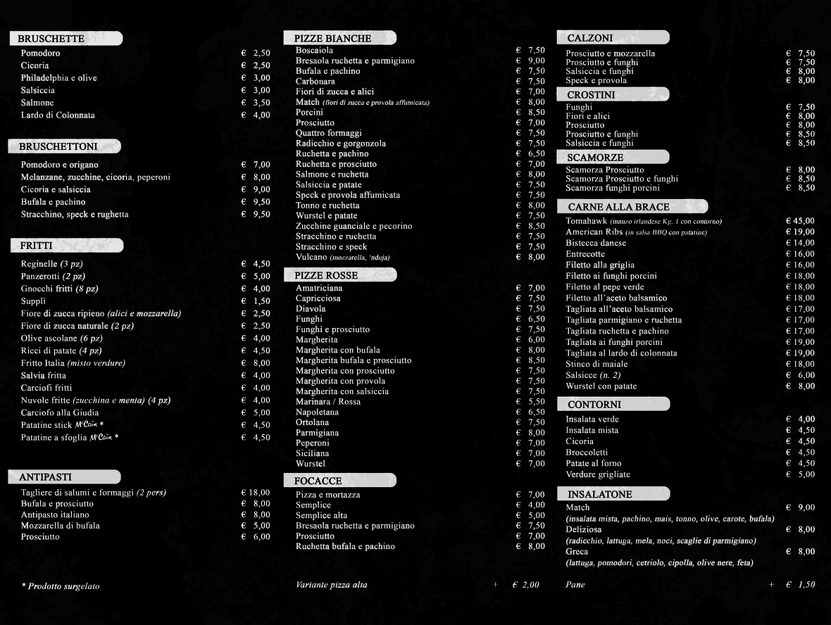 Match Ristorazione - Pizzeria Bisteccheria menu 2