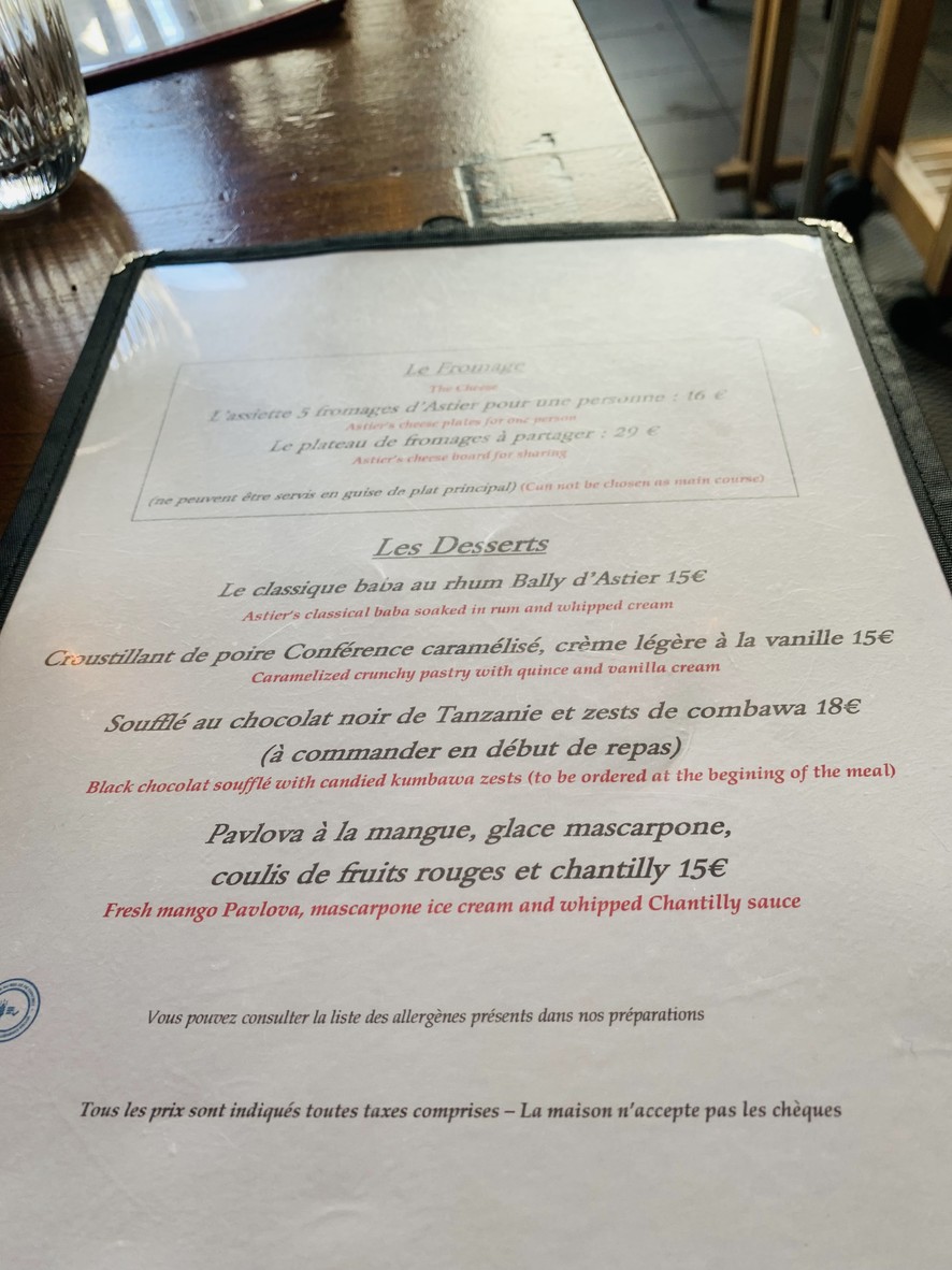 Astier menu 2