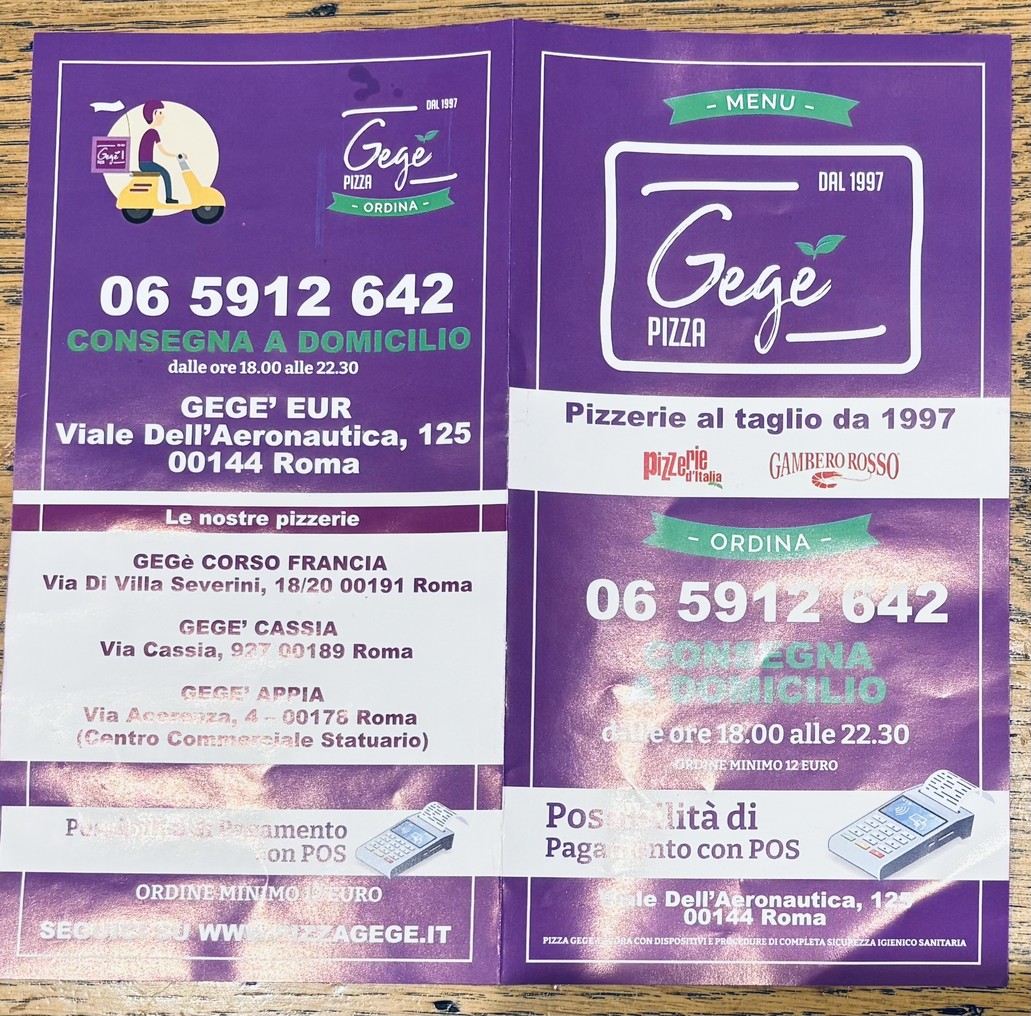 Pizzeria GeGè menu 1