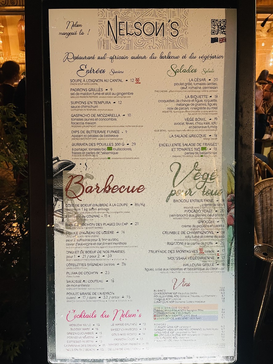 Le Nelson's - Louvre menu 1