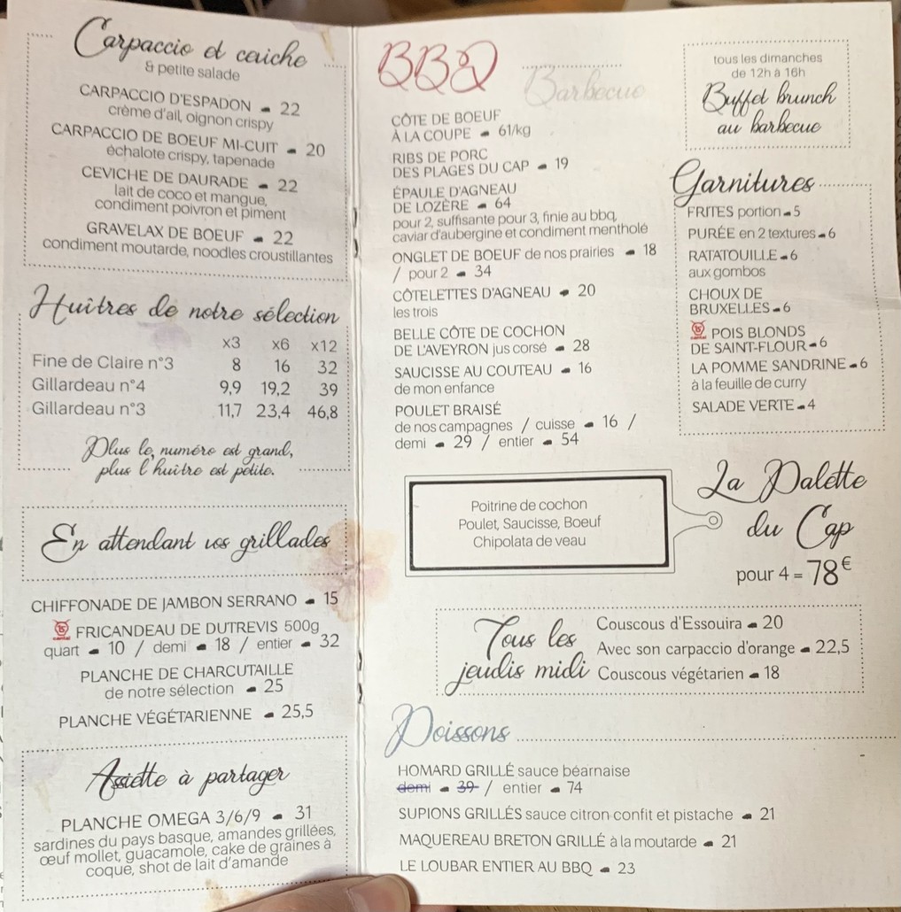Le Nelson's - Louvre menu 2
