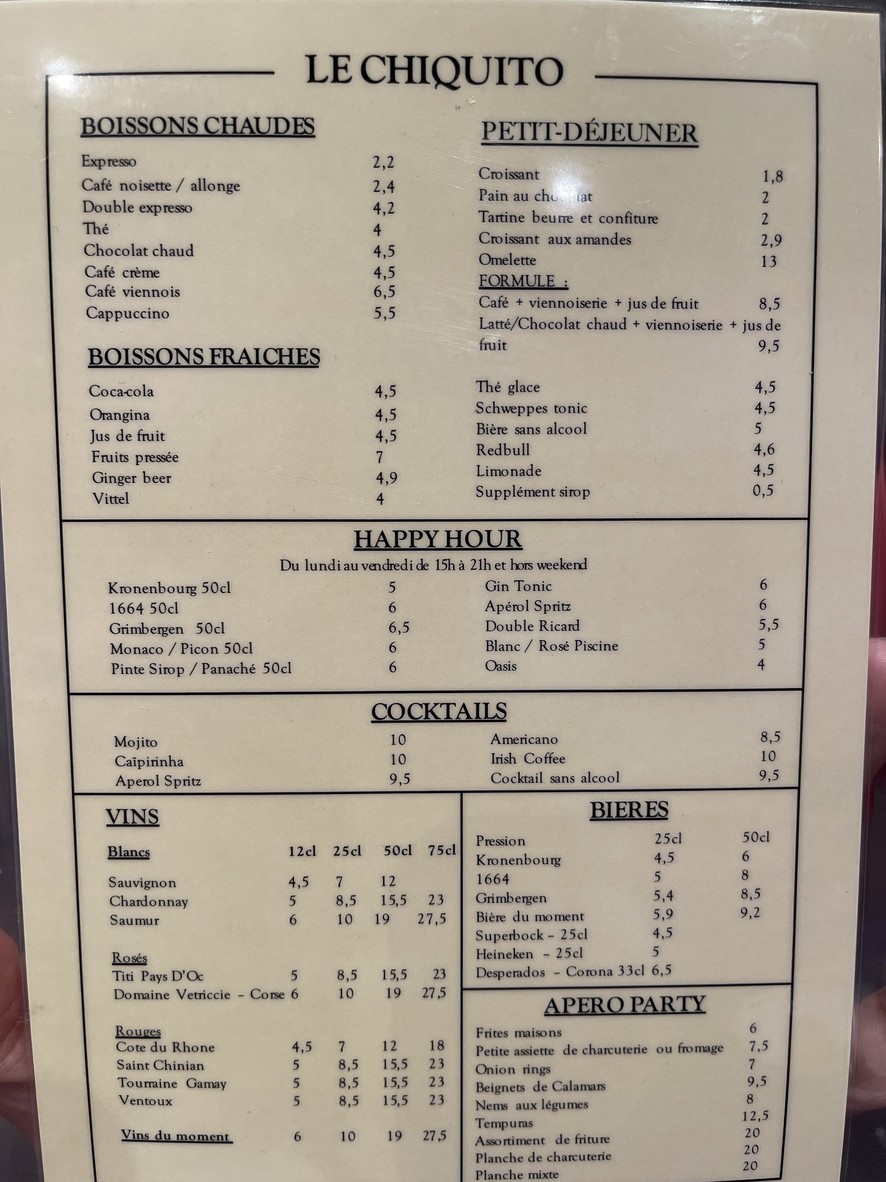 Le chiquito tabac brasserie menu 2