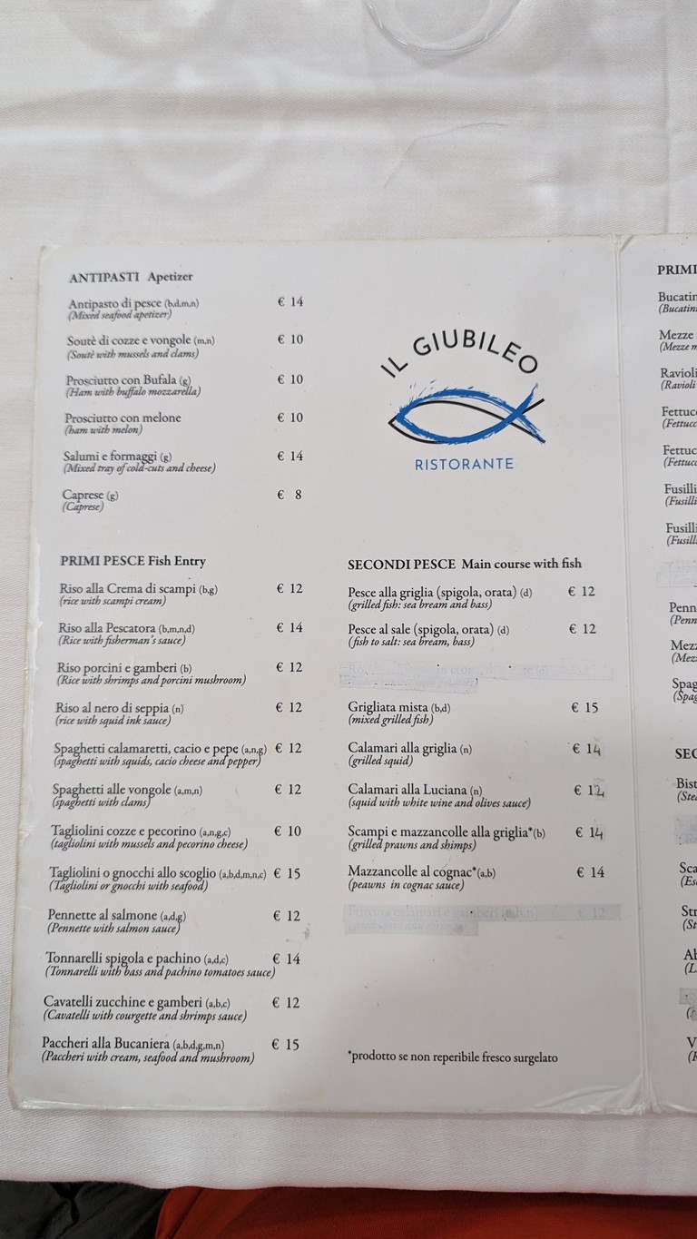 Il Giubileo menu 2
