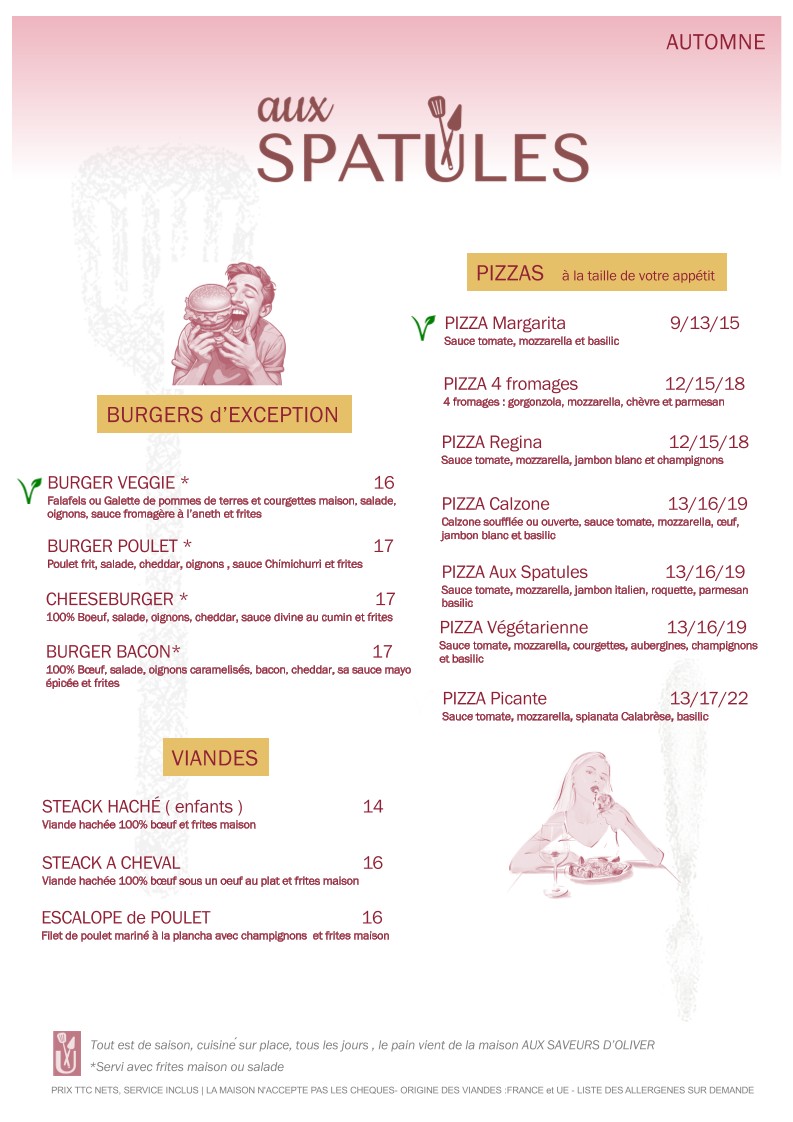 Aux Spatules cuisine de partage menu 2