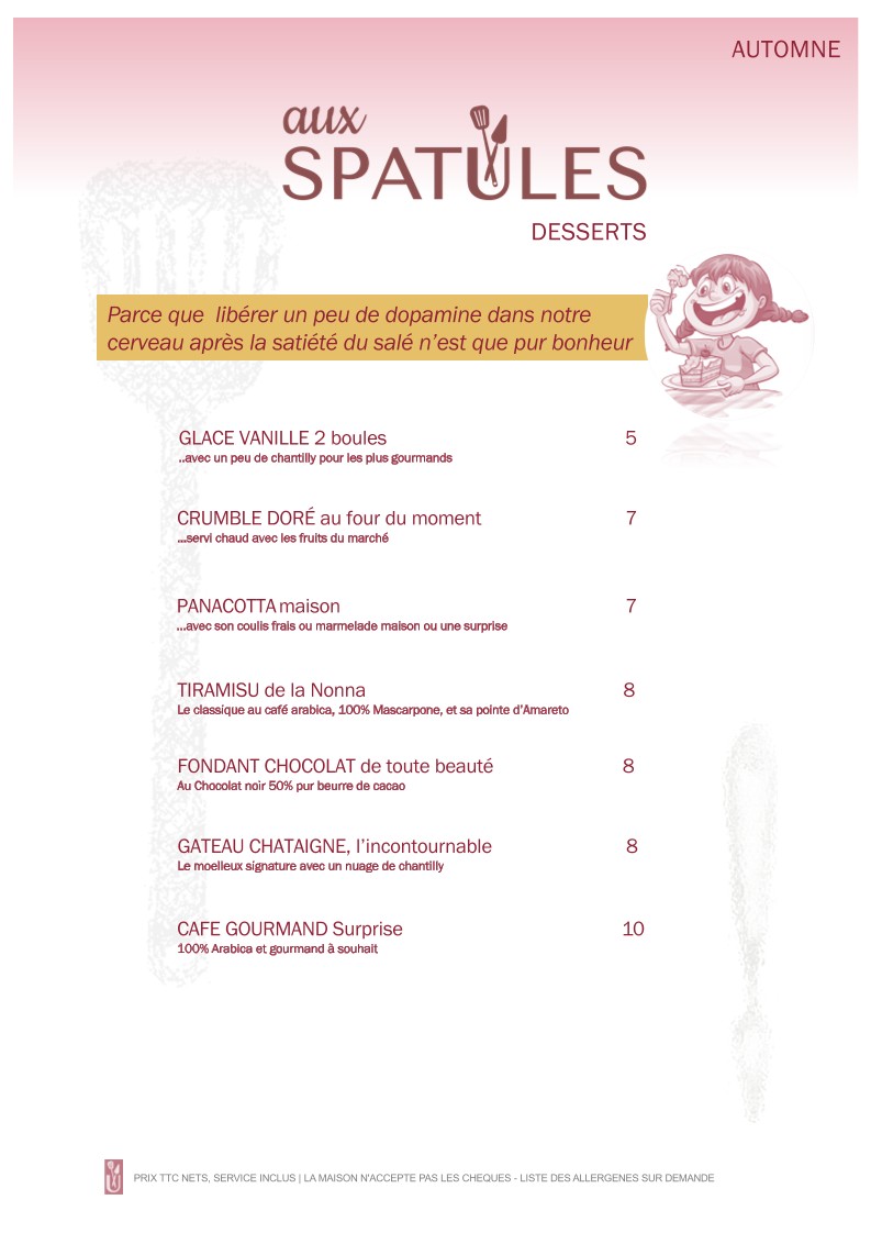 Aux Spatules cuisine de partage menu 3