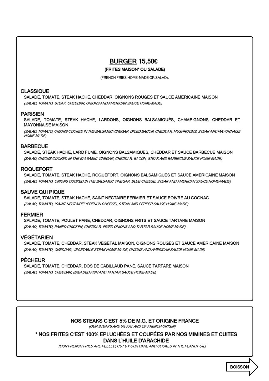 Le Petit 18ème menu 1
