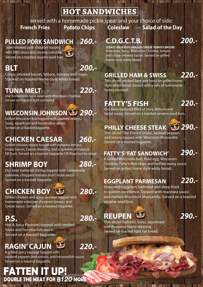 Fatty's Bar & Diner menu 3