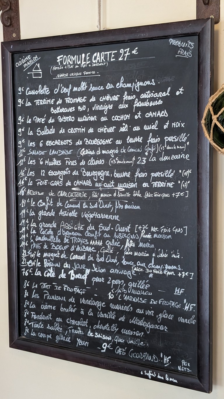 Le bistro des oies menu 1