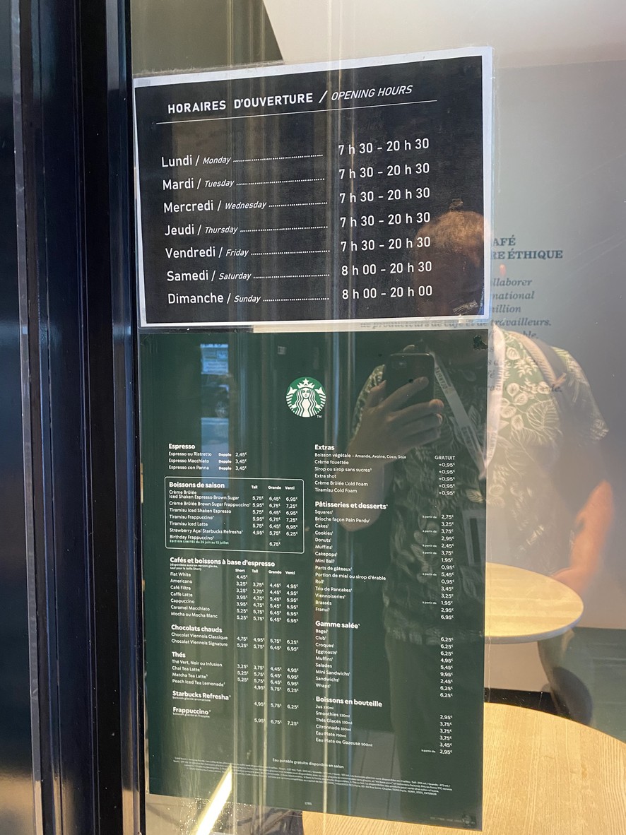 Starbucks menu 1