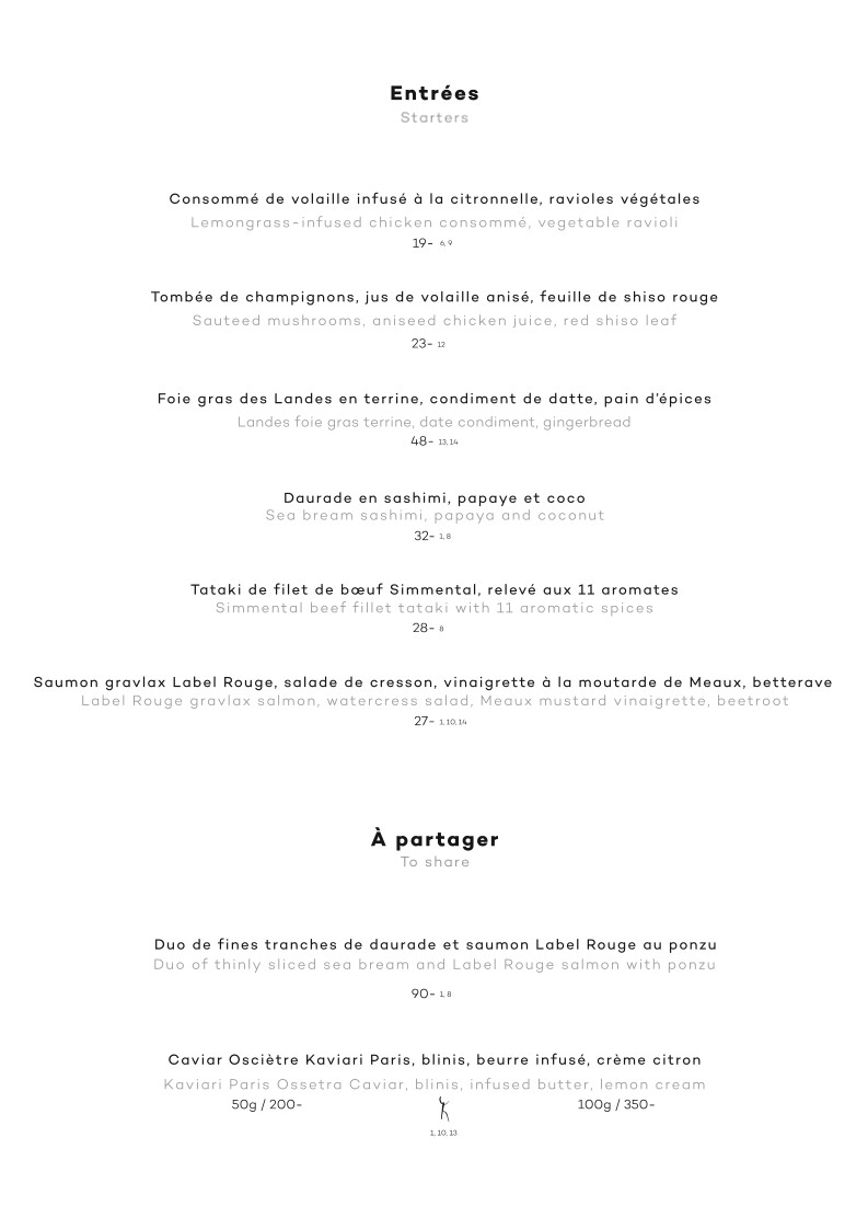 Café de l’Homme menu 1