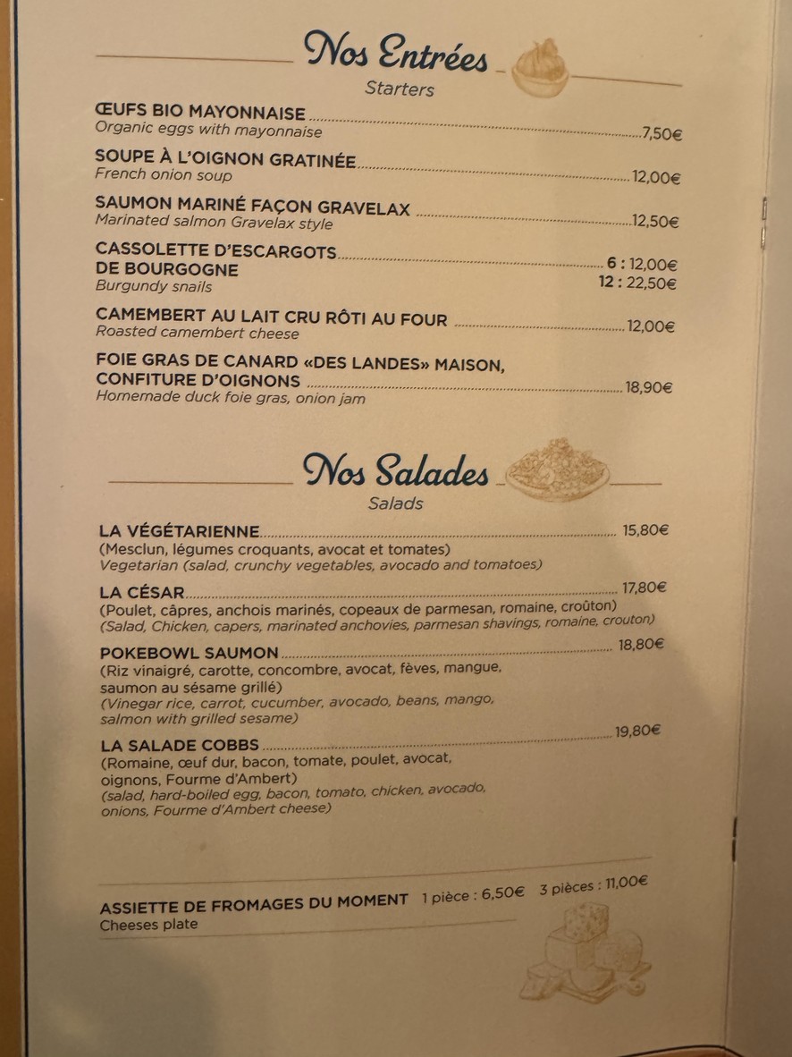 La Parenthèse menu 1