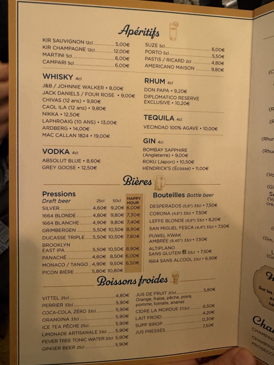 La Parenthèse menu 3