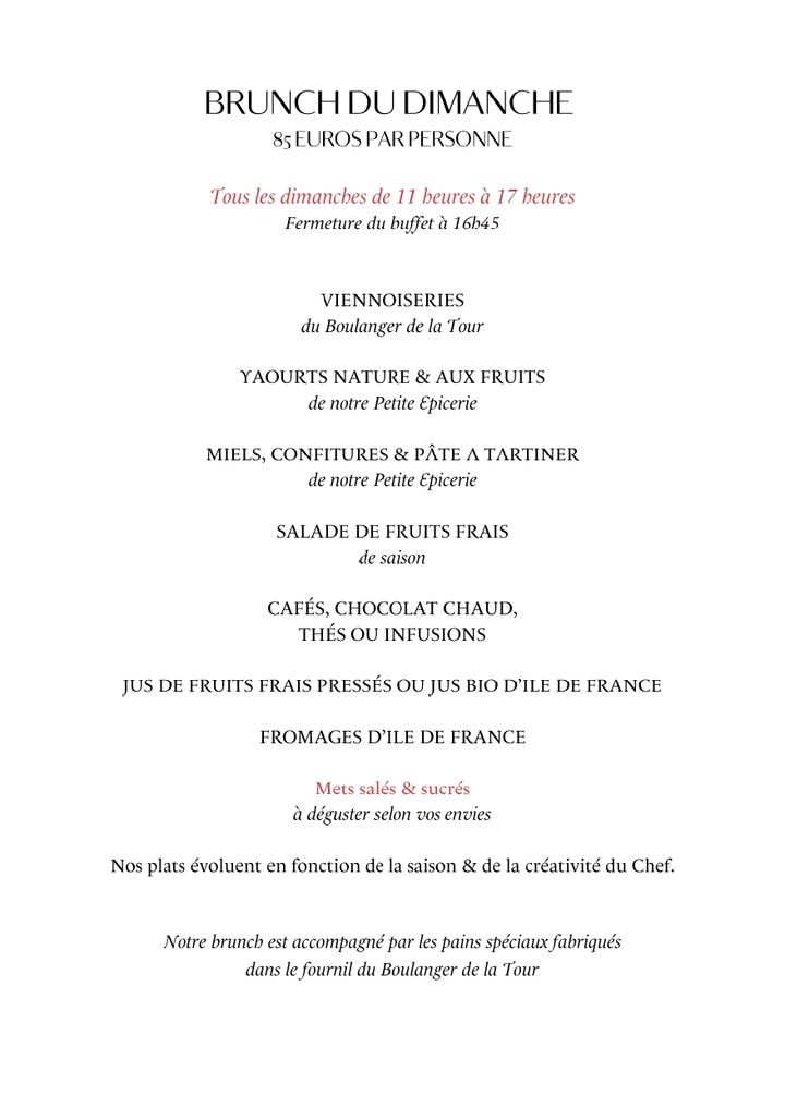 Le bar de la Tour d’Argent, bar des Maillets d’Argent menu 1