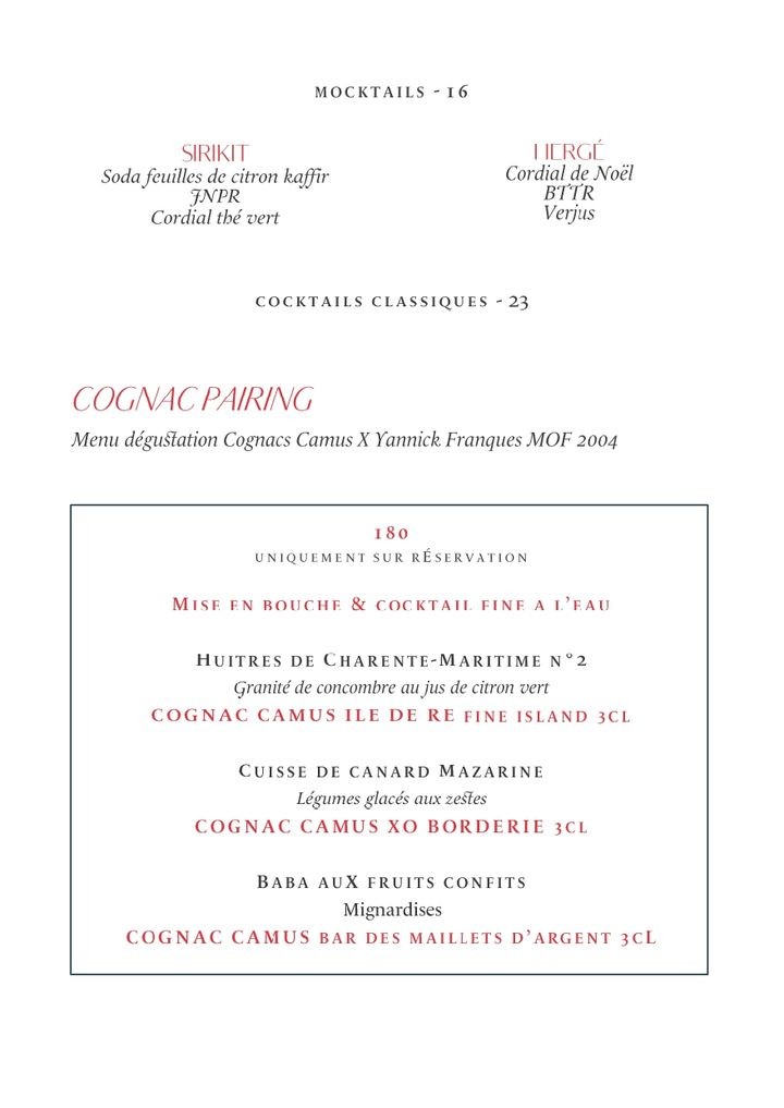 Le bar de la Tour d’Argent, bar des Maillets d’Argent menu 3