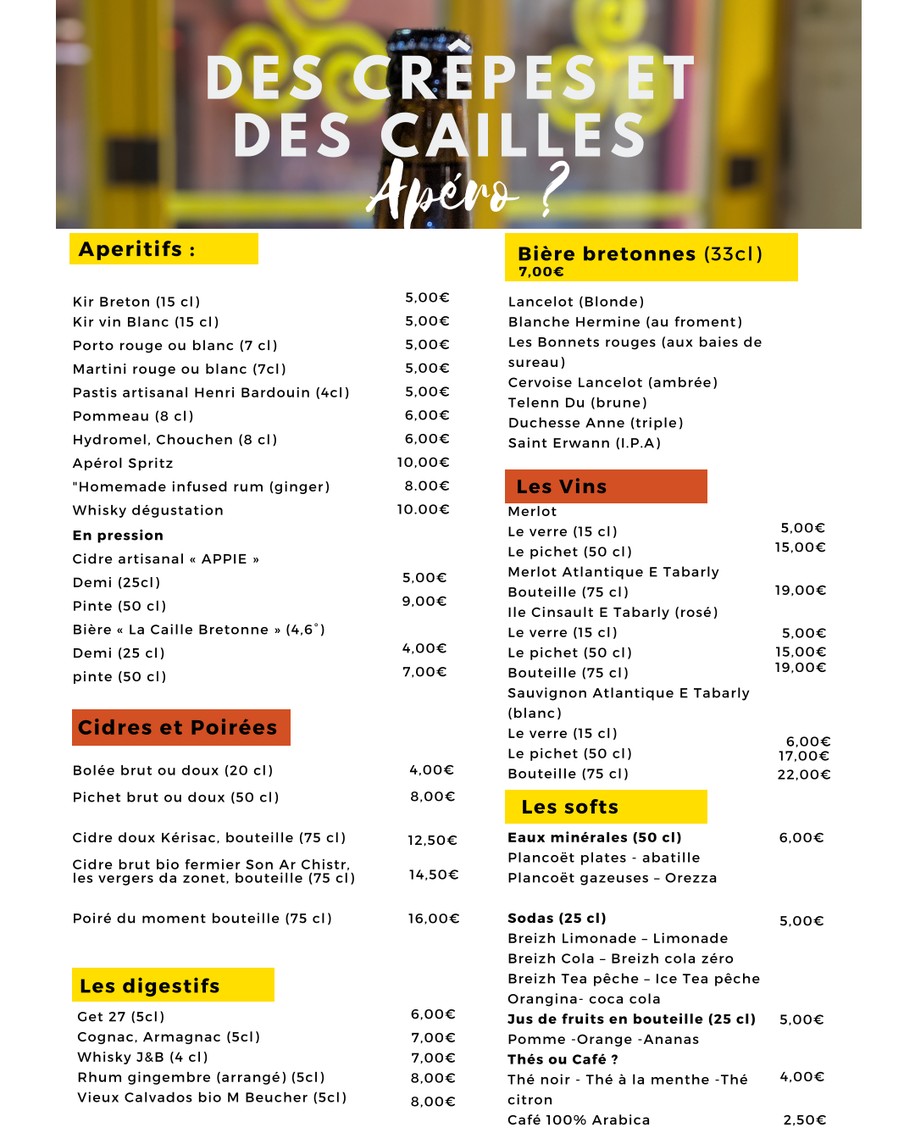 Des Crêpes et des Cailles menu 2