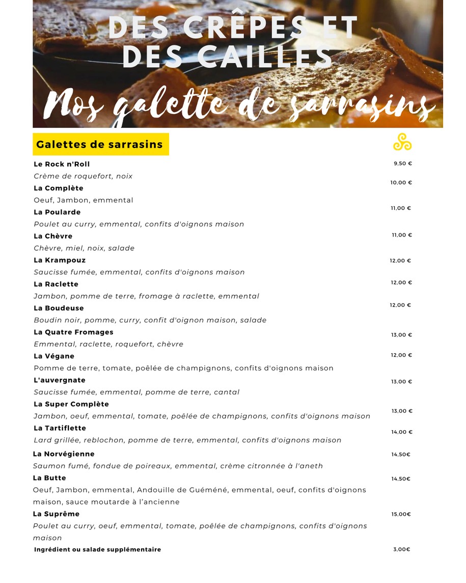 Des Crêpes et des Cailles menu 3