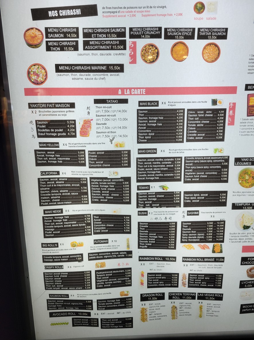 Sushi Yoshida Restaurant Paris menu 3