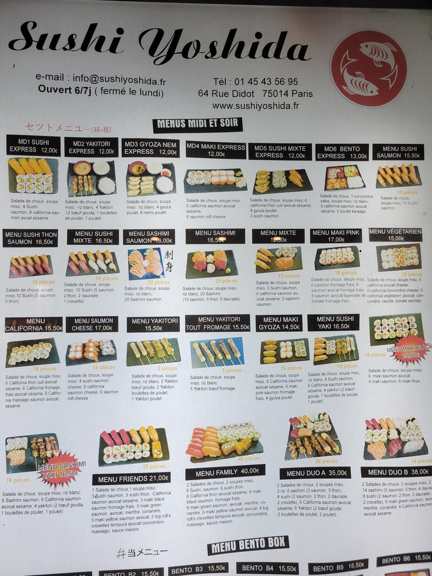 Sushi Yoshida Restaurant Paris menu 4
