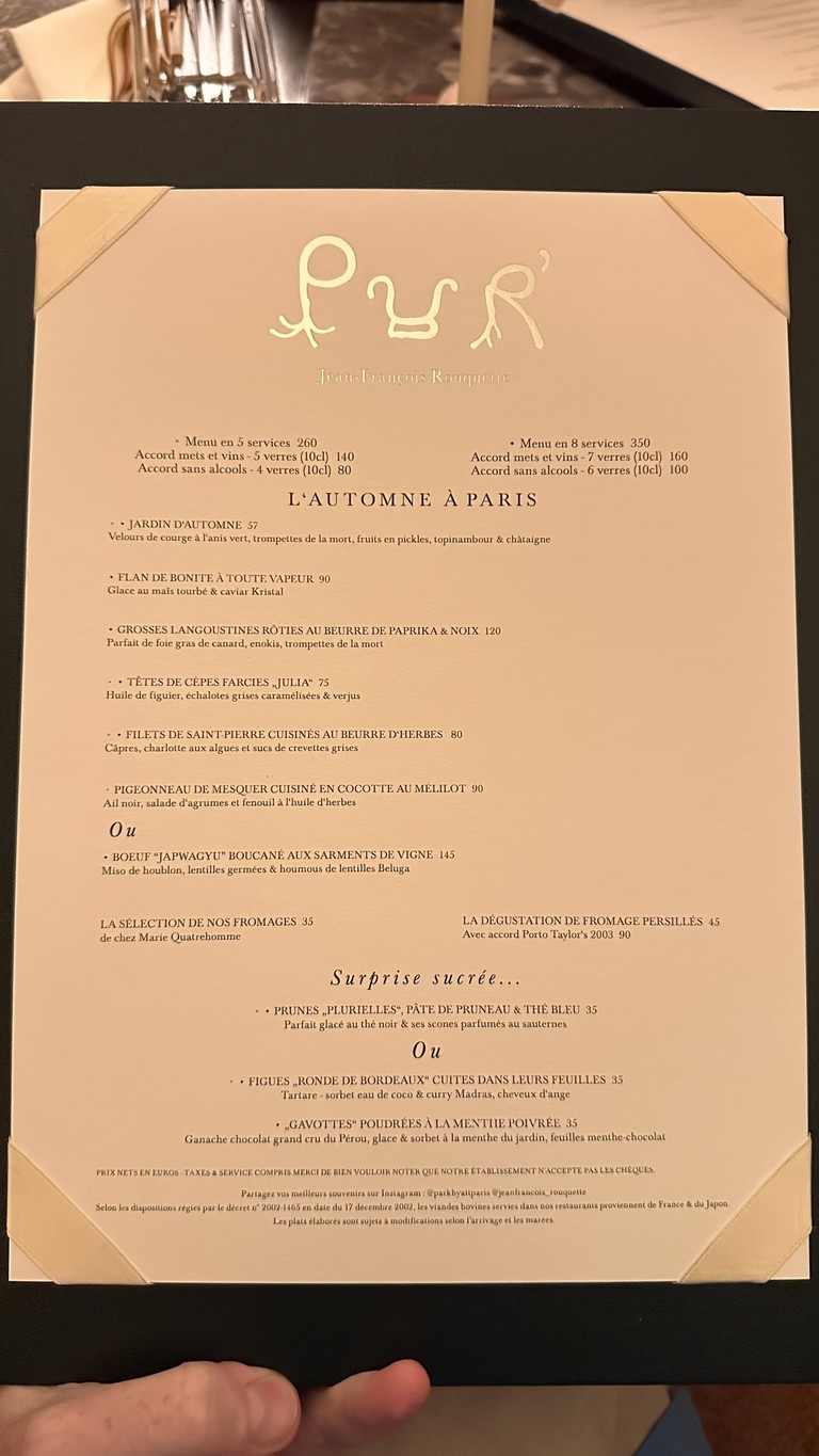 Pur' - Jean-François Rouquette menu 1