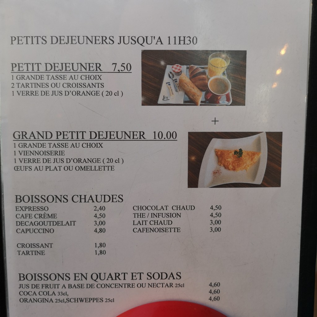 Le Paris Lyon menu 1