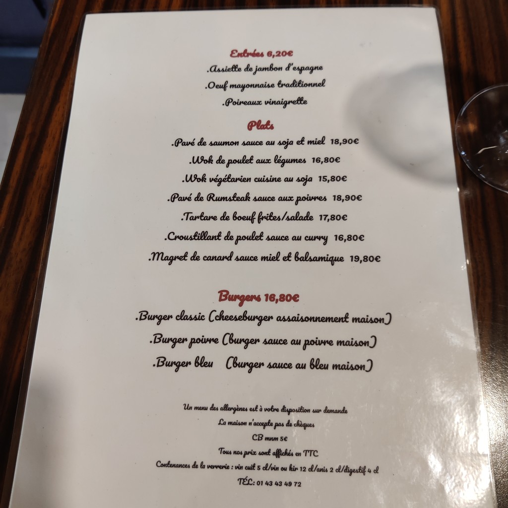 Le Paris Lyon menu 2