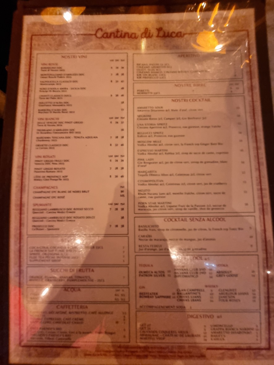 Cantina di Luca menu 1