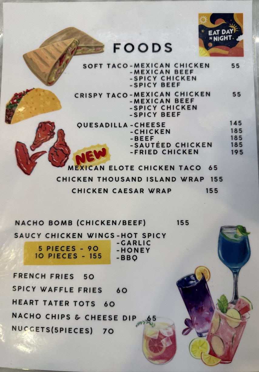 EAT DAY N NIGHT hé Mòxīgē menu 1