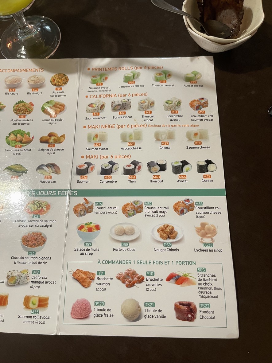 Fusión sushi a voluntad menu 2