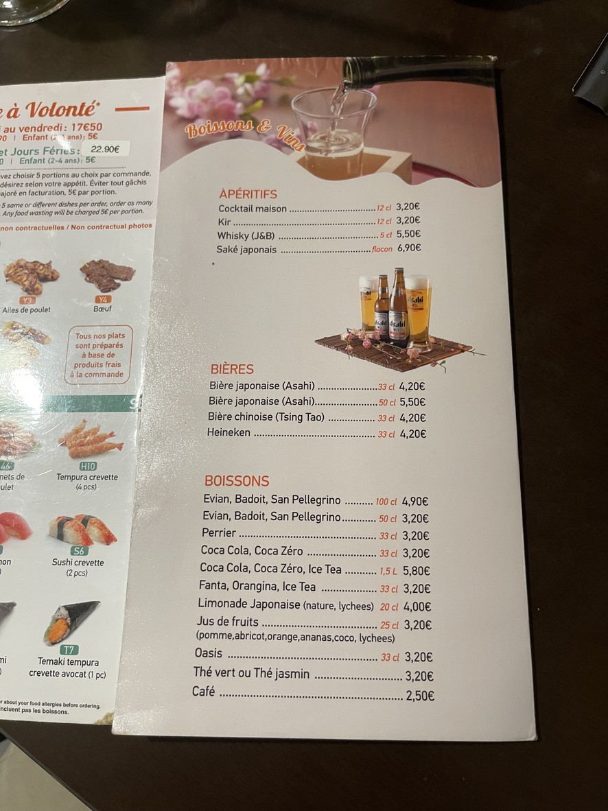 Fusión sushi a voluntad menu 3