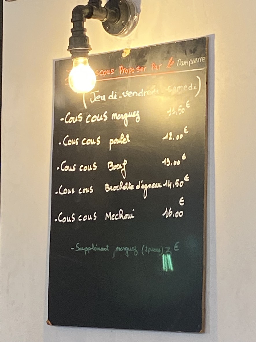 Le Dampierre menu 2