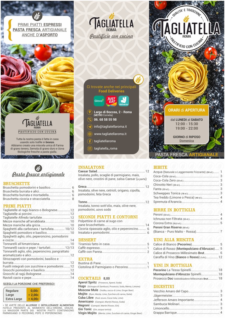 Tagliatella Roma menu 1