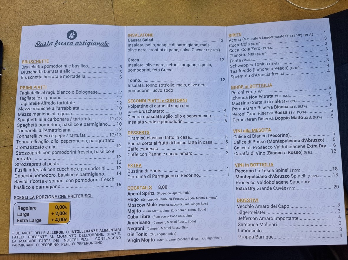Tagliatella Roma menu 2