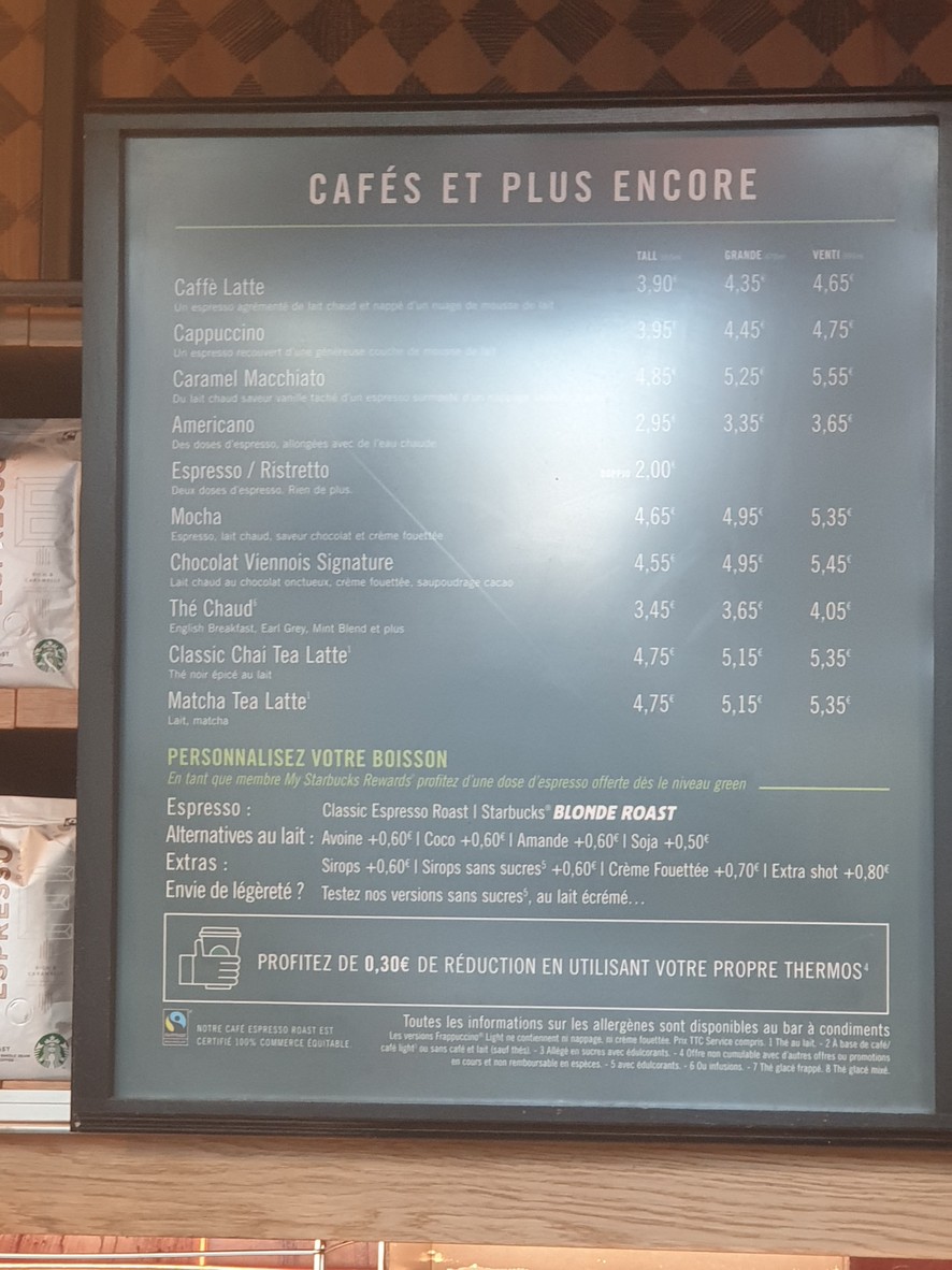 Starbucks menu 2